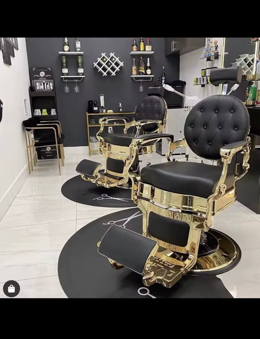 Chaise de barbier rétro inclinable pour hommes, coiffeur, coiffeur, prix de gros et or Jincheng, ensemble 1 noir moderne de haute qualité