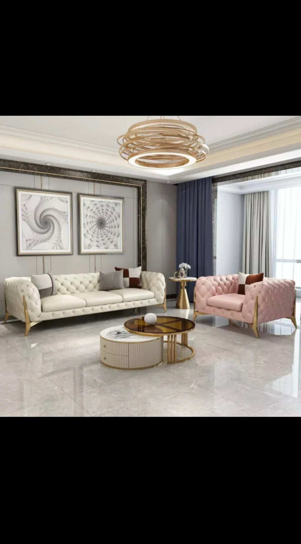 Canapé de salon moderne en acier inoxydable de luxe, vente chaude, 2-3 places, revêtement en velours, pour la maison et l'hôtel